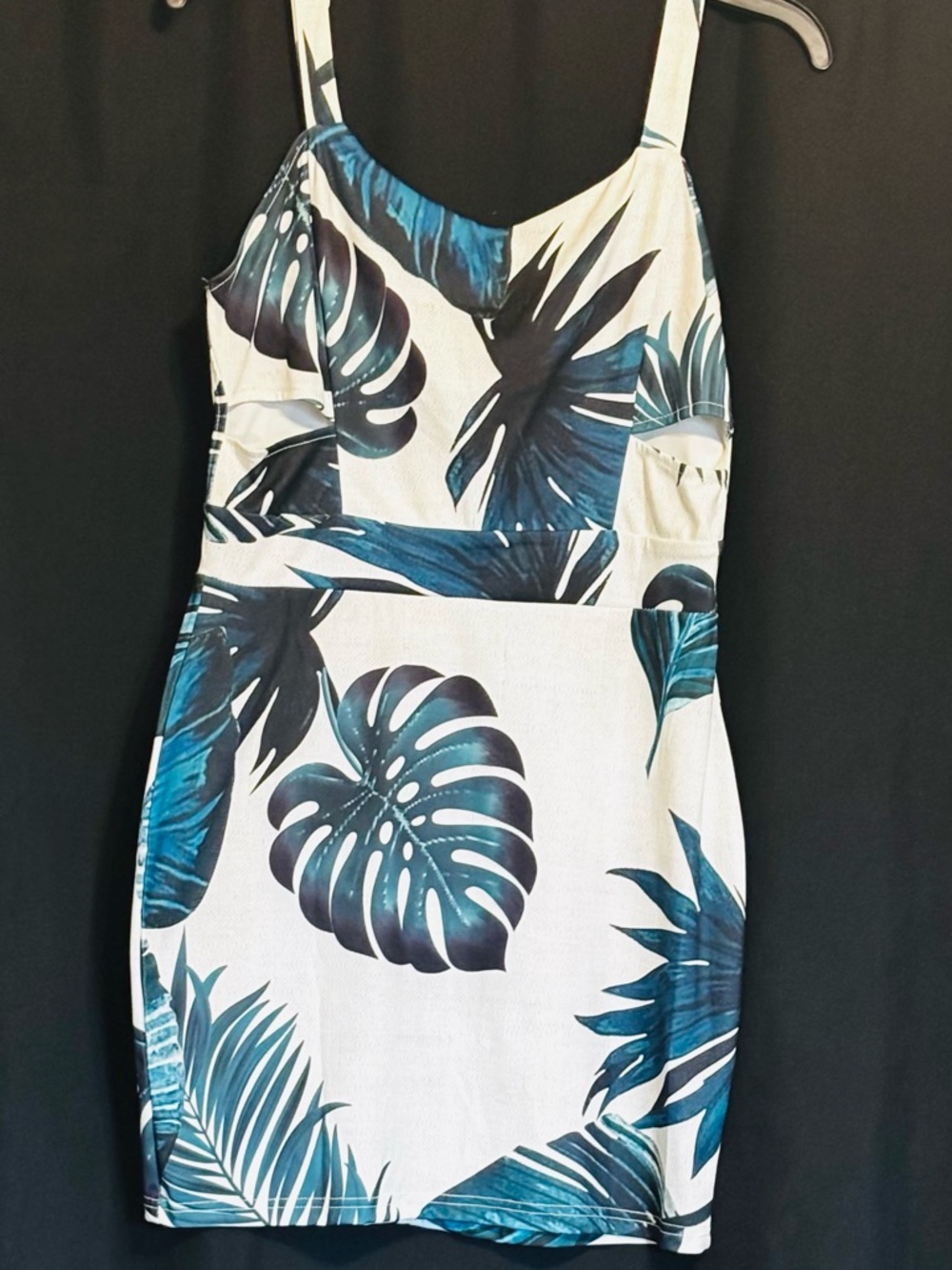 CBR Tropical Leaf Bodycon Mini Dress - Blue/White summer fresh look 👀